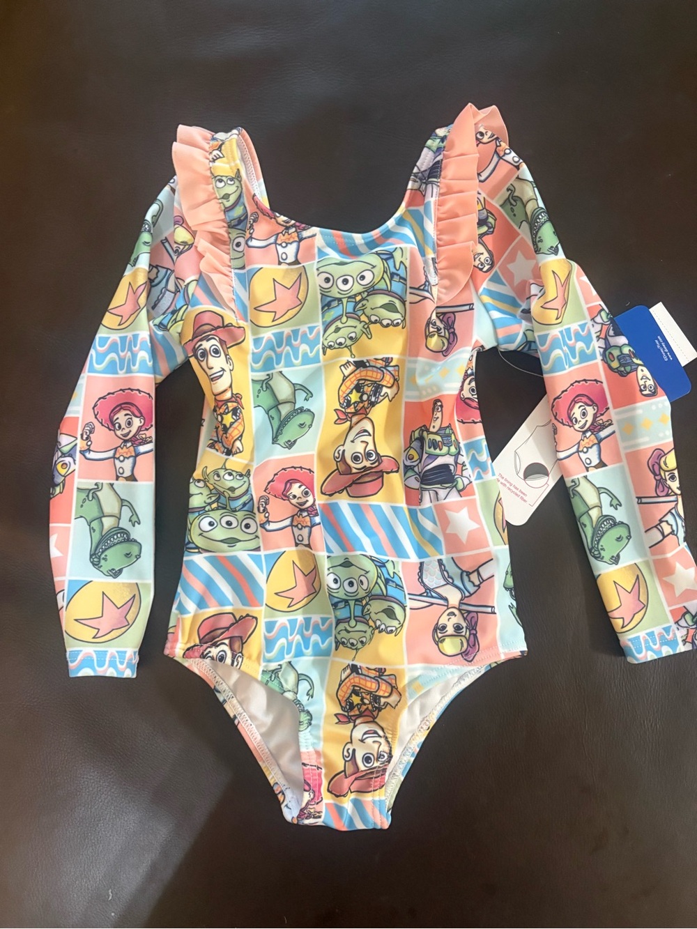 Disney Kids Multi-Color Toy Story Ruffle Long-Sleeve One-Piece Swimsuit
